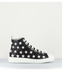 Sneakers en cuir noir étoiles blanches - N21 shoes