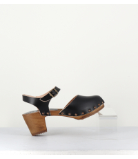 Sandales-sabots en cuir noir - 368 VEG BLACK