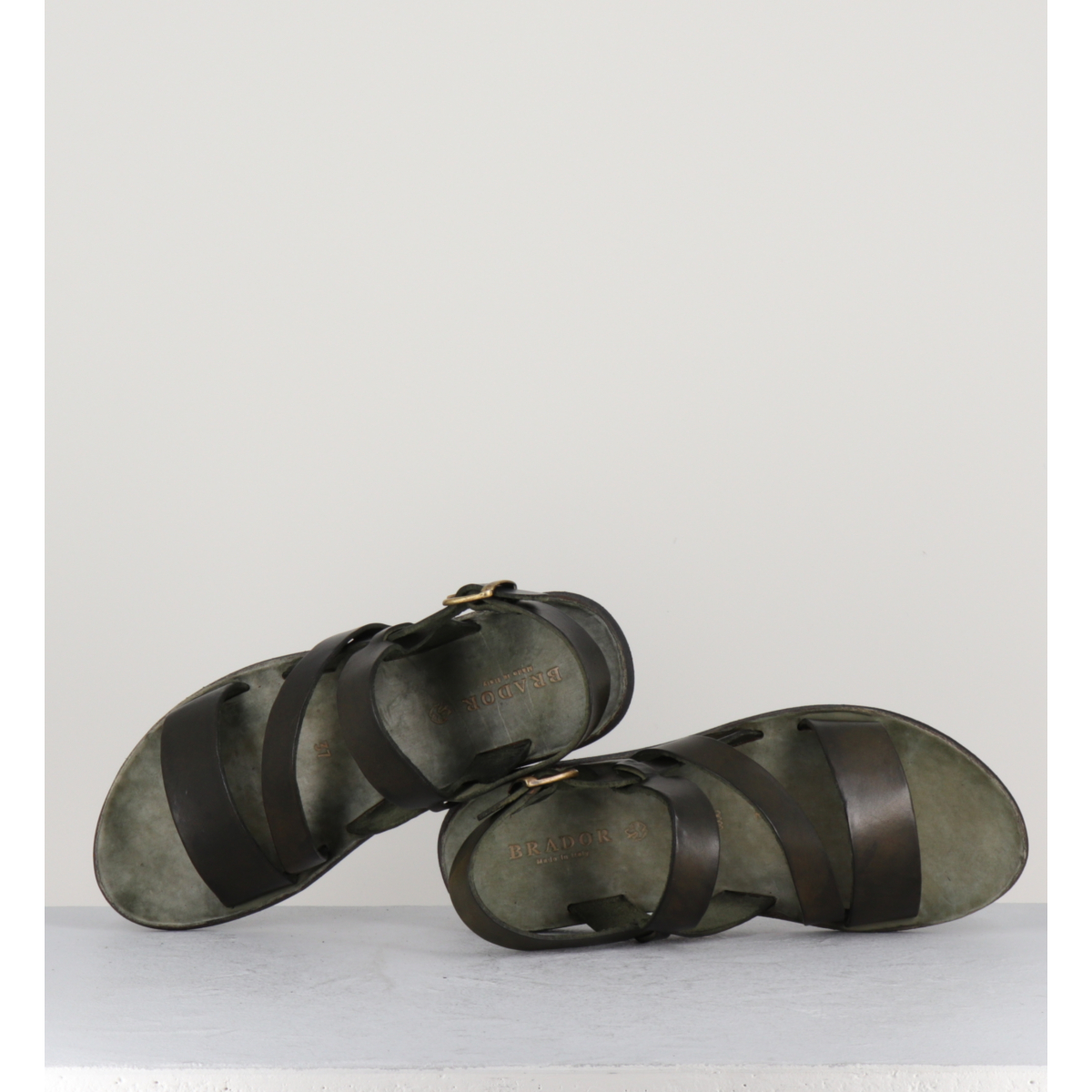 Sandales en cuir vert khaki - 34556 OLIVA
